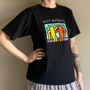 Vintage 100% Cotton Graphic Tee Keith Haring Art Print Shirt